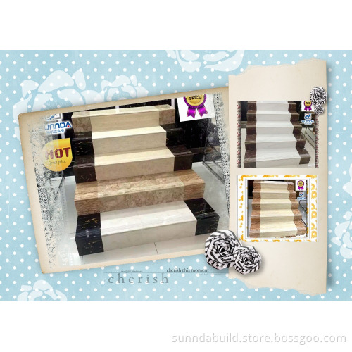 hotsale latest 1000x300x17 glazed porcelain marble stairs and raisers non slip flooring tiles